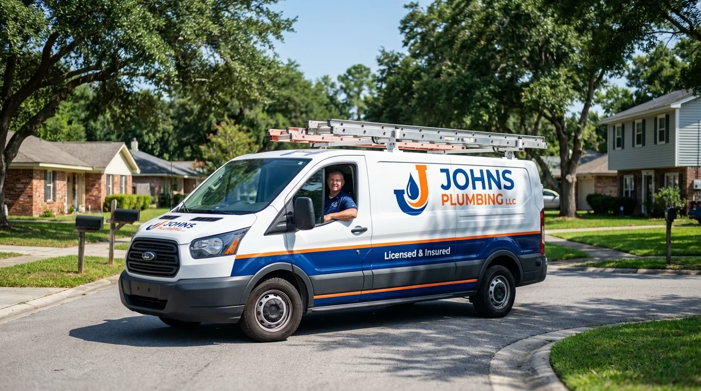 Johns Plumbing LLC service van in Indian River, MI
