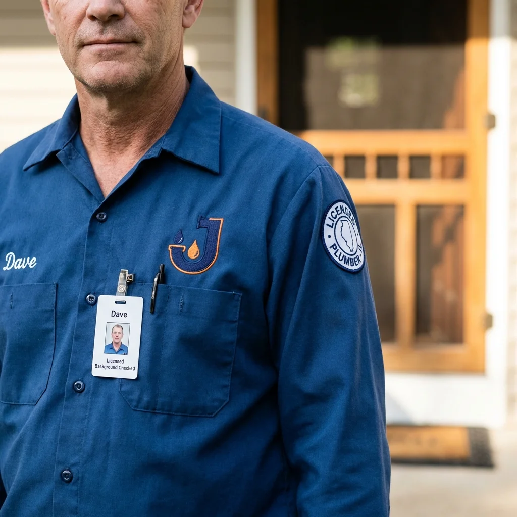Licensed plumber showing ID badge in Indian River, MI