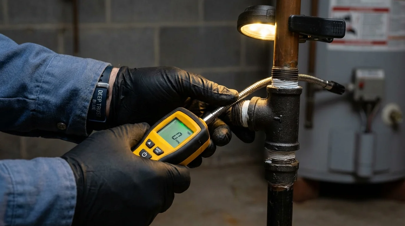 Gas leak detection with electronic sniffer by Johns Plumbing LLC in Indian River